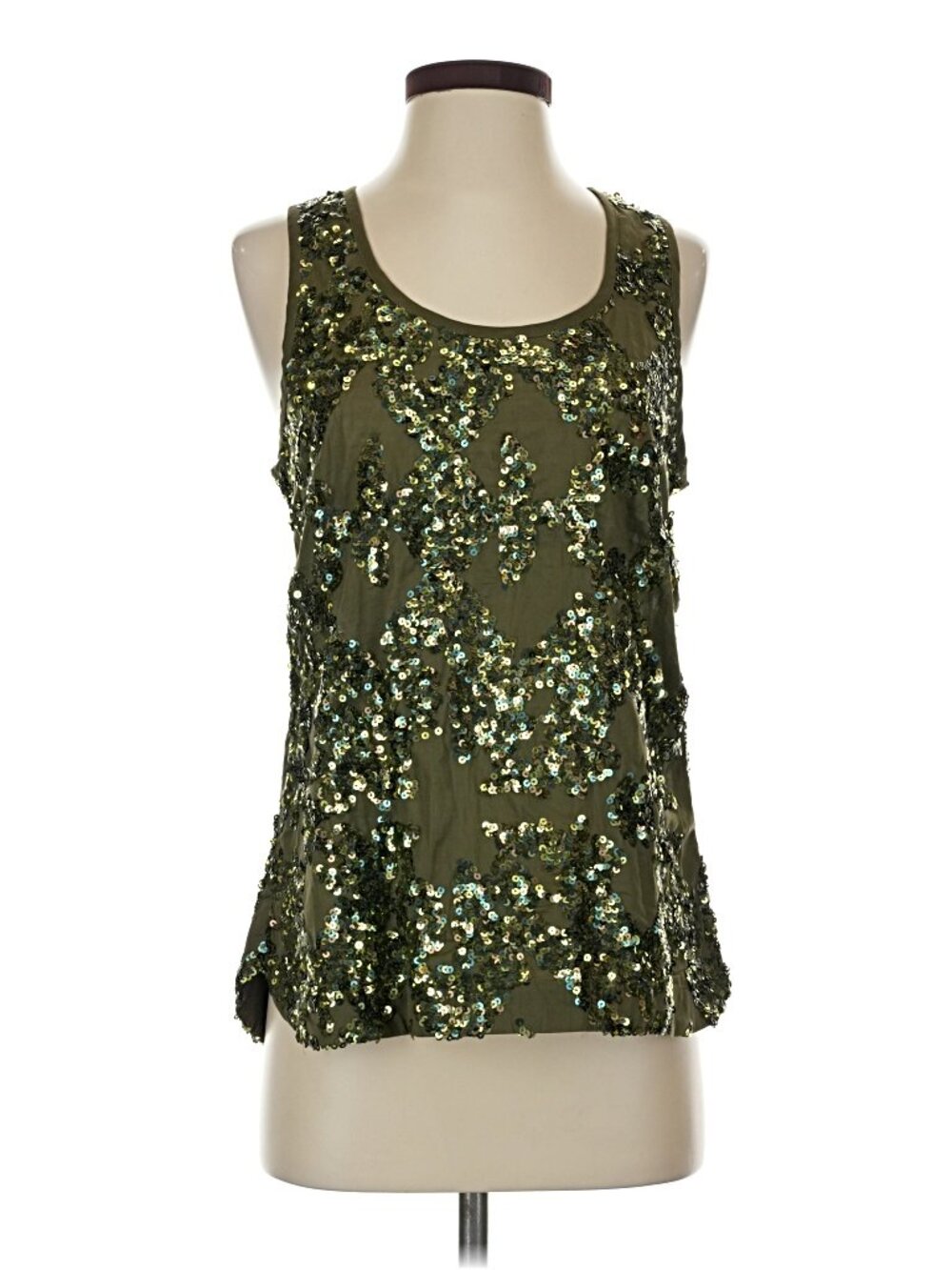 NWT J.Crew olive green sequins sleeveless blouse, size 4